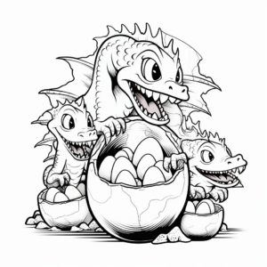 Family of Eggs: Carnivore Dinosaur Coloring Pages 1