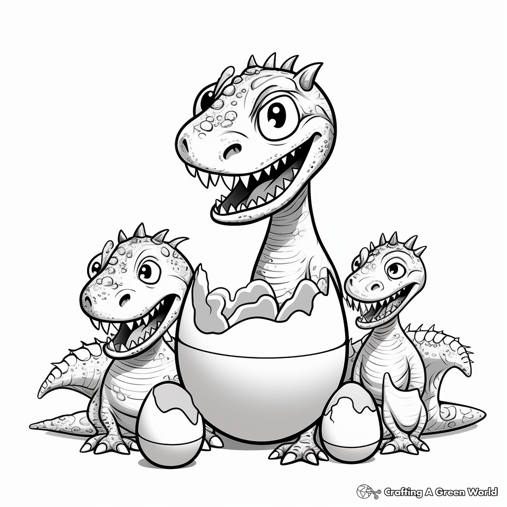 Family of Eggs: Carnivore Dinosaur Coloring Pages 2