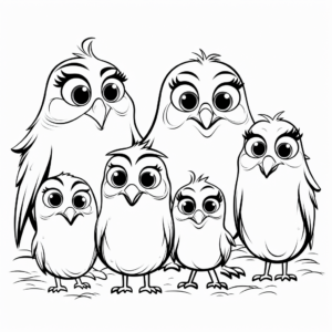 Family of Ravens: Group Coloring Pages 1