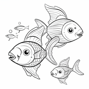 Family of Sunfish Coloring Pages: Male, Female, and Fry 4