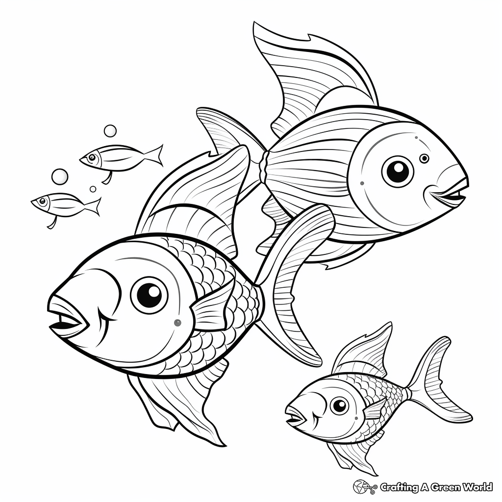 Family of Sunfish Coloring Pages: Male, Female, and Fry 3