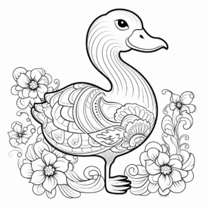Fanciful Dodo Bird with Tropical Flowers Coloring Pages 3