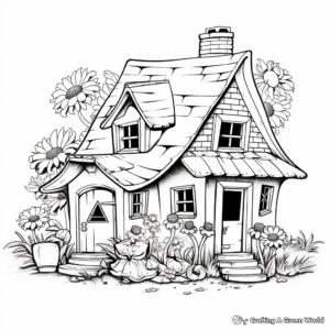 Fanciful Flower Gnome House Coloring Pages 4