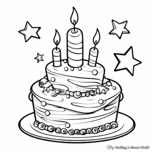 Fancy Birthday Cupcake Coloring Pages: With Candles and Toppings 4