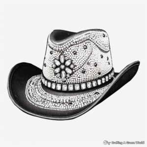 Fancy Cowboy Hat Coloring Pages: Sequins, Rhinestones, and Glam 2