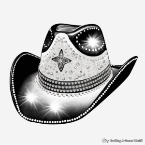 Fancy Cowboy Hat Coloring Pages: Sequins, Rhinestones, and Glam 4