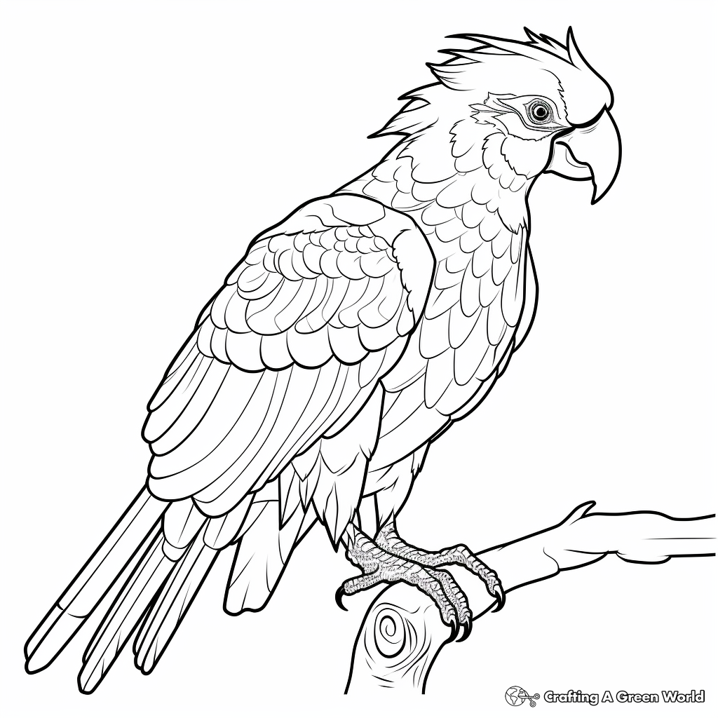 Fancy Feathered Macaw Bird Coloring Pages 2