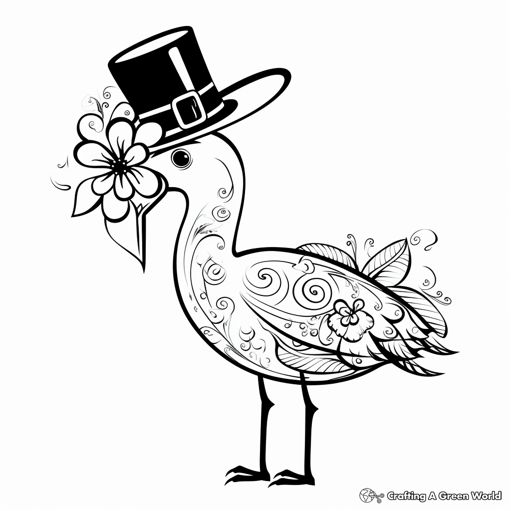 Fancy Hat Wearing Flamingo Coloring Pages 3