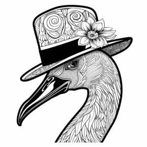 Fancy Hat Wearing Flamingo Coloring Pages 4