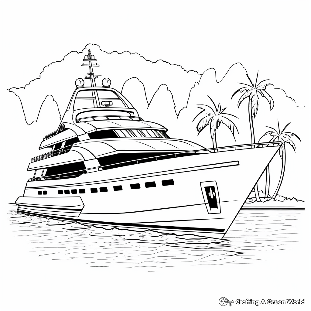 Fancy Luxury Yacht Coloring Pages 1