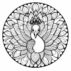 Fancy Peacock Mandala Coloring Pages for Relaxation 1
