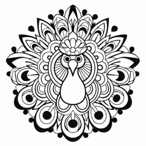 Fancy Peacock Mandala Coloring Pages for Relaxation 3
