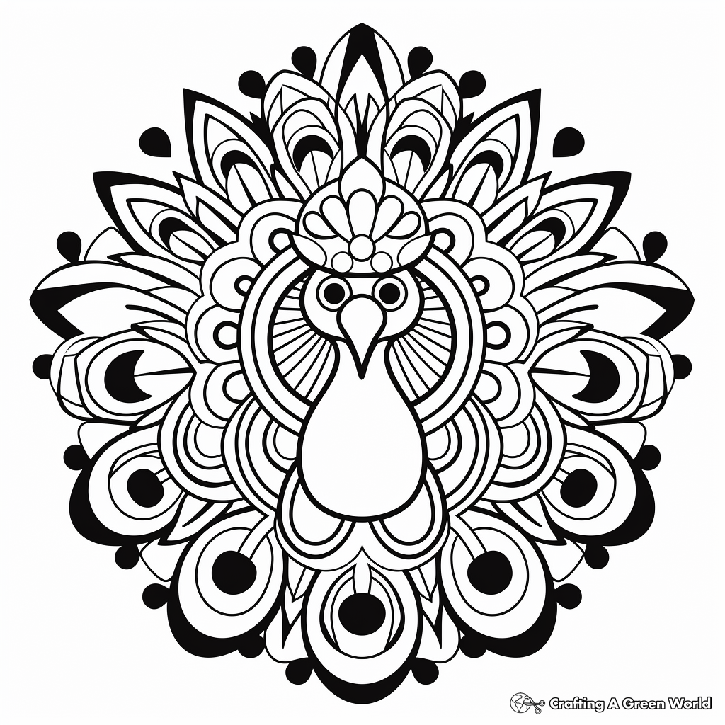 Fancy Peacock Mandala Coloring Pages for Relaxation 3