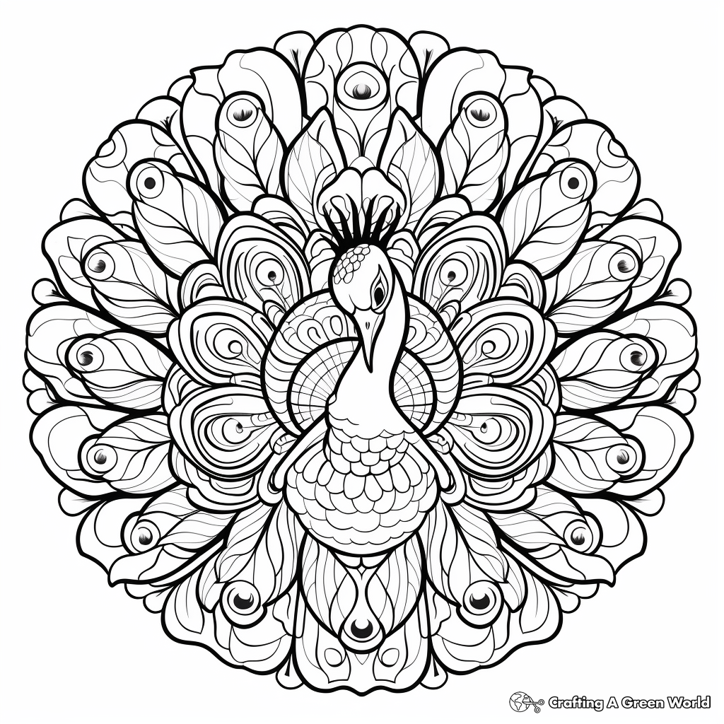 Fancy Peacock Mandala Coloring Pages for Relaxation 4