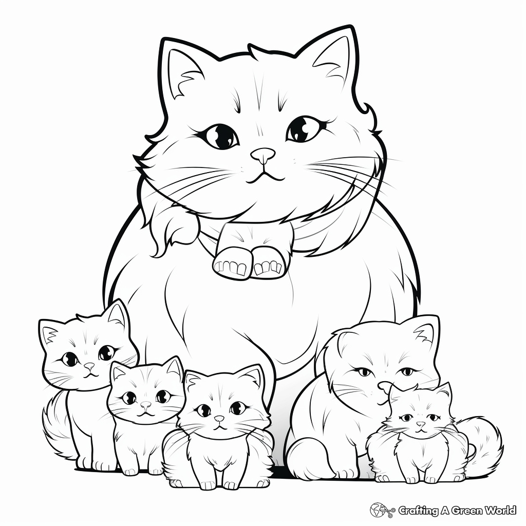 Fancy Persian Cat Pack Coloring Pages 1