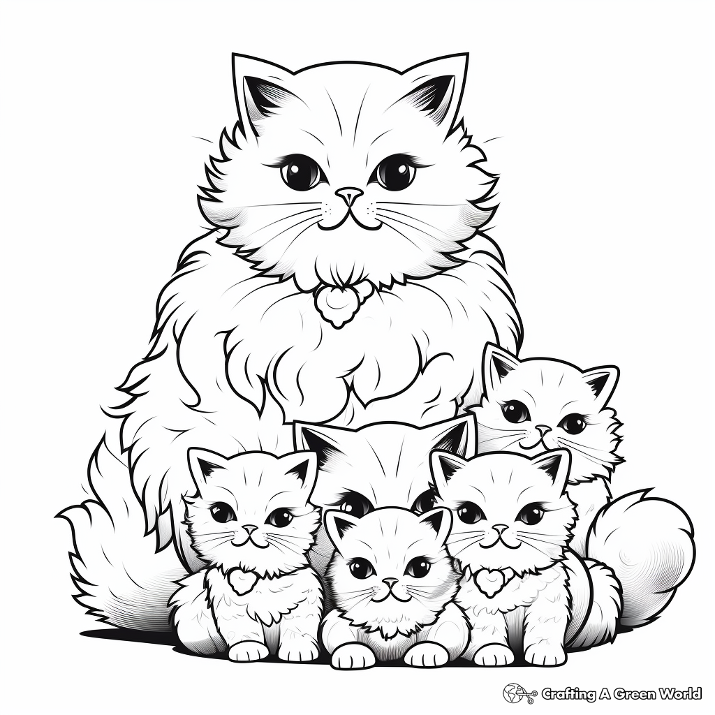 Fancy Persian Cat Pack Coloring Pages 3