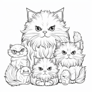 Fancy Persian Cat Pack Coloring Pages 4