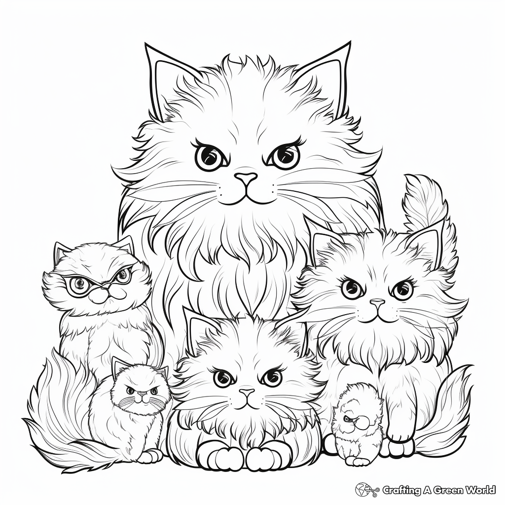 Fancy Persian Cat Pack Coloring Pages 4