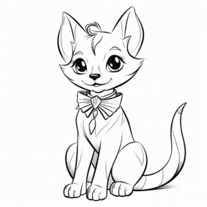 Fancy Siamese Cat with Bow Coloring Pages 3