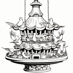 Fancy Victorian Bird Feeder Coloring Pages 1