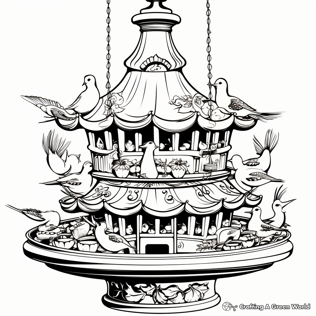 Fancy Victorian Bird Feeder Coloring Pages 1