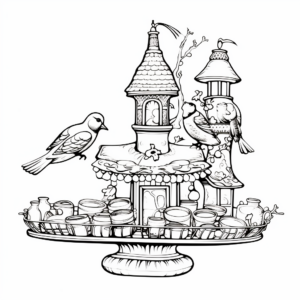 Fancy Victorian Bird Feeder Coloring Pages 2
