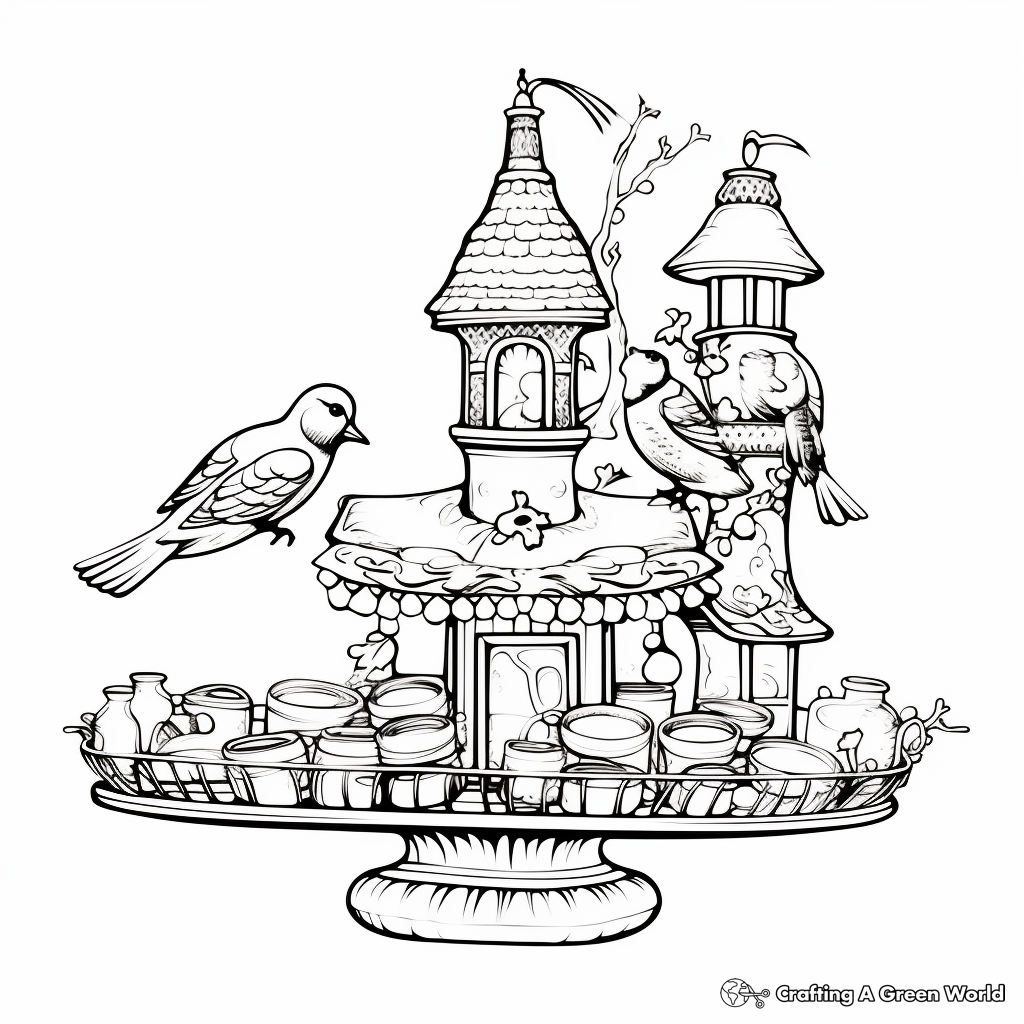 Fancy Victorian Bird Feeder Coloring Pages 2