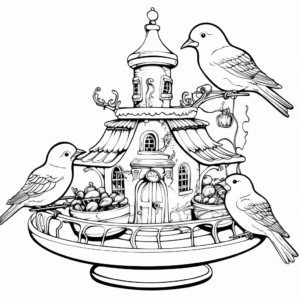 Fancy Victorian Bird Feeder Coloring Pages 3
