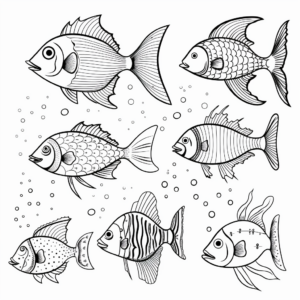 Fantastic Fish Collection Coloring Pages for Adults 1