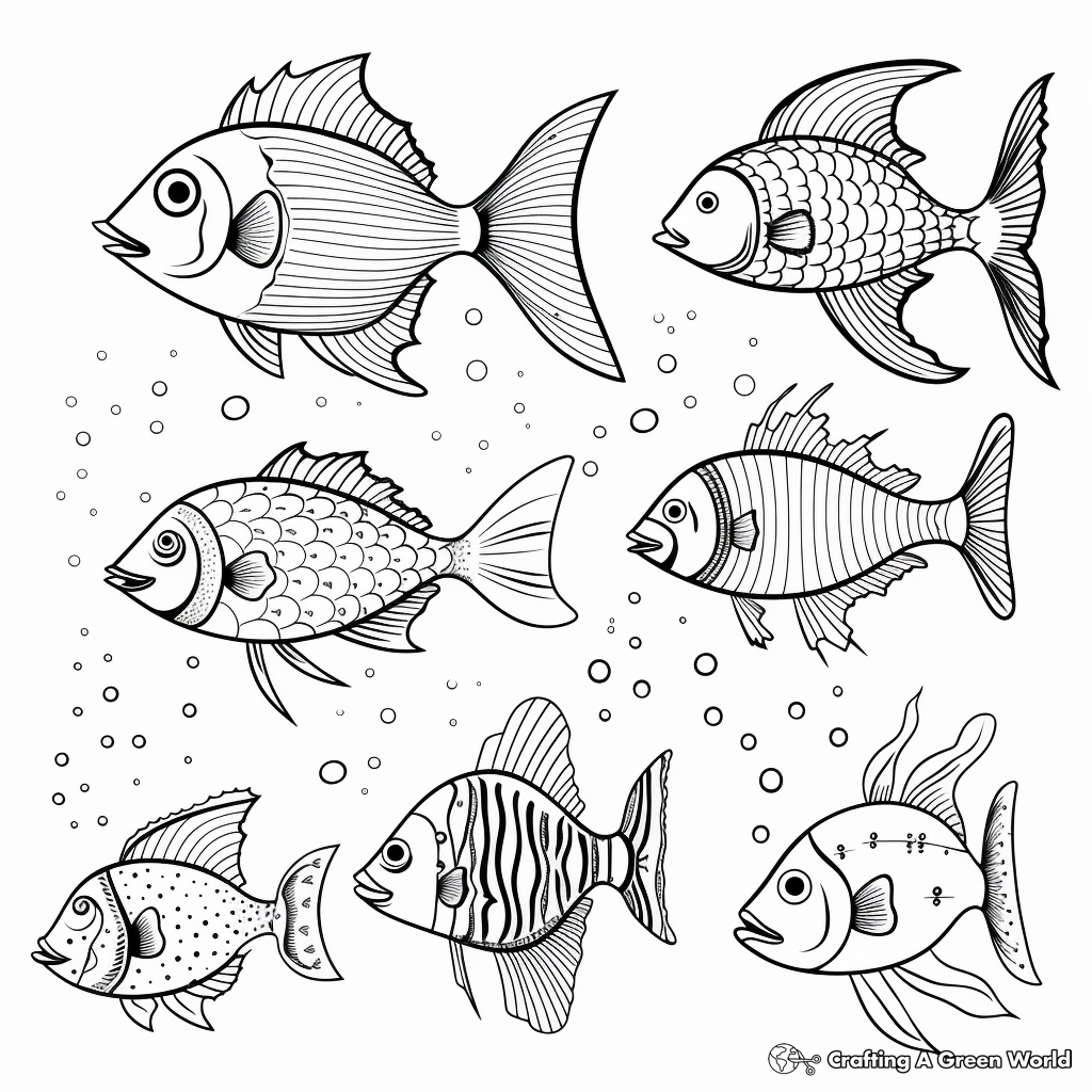 Fantastic Fish Collection Coloring Pages for Adults 1