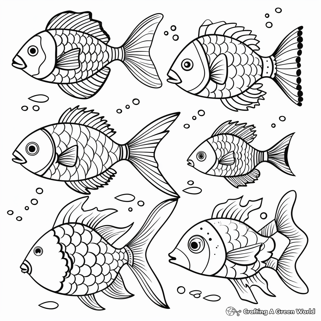 Fantastic Fish Collection Coloring Pages for Adults 2