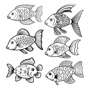 Fantastic Fish Collection Coloring Pages for Adults 3