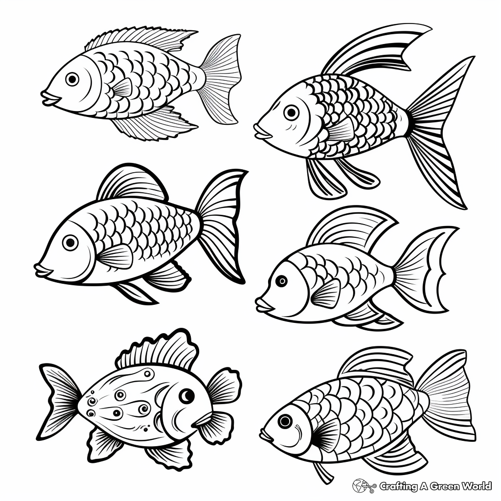 Fantastic Fish Collection Coloring Pages for Adults 3
