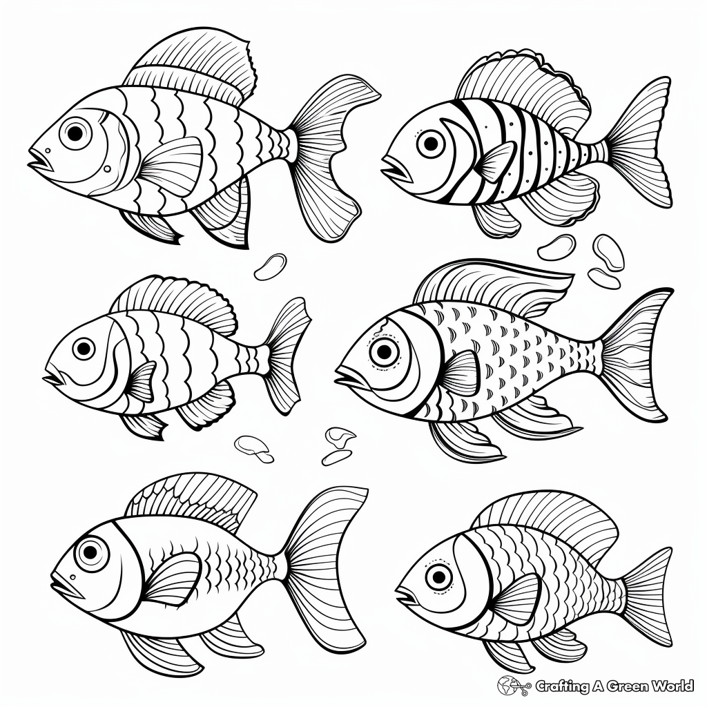 Fantastic Fish Collection Coloring Pages for Adults 4