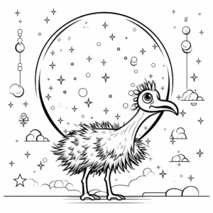 Fantastical Ostrich in Rocket Coloring Pages 1