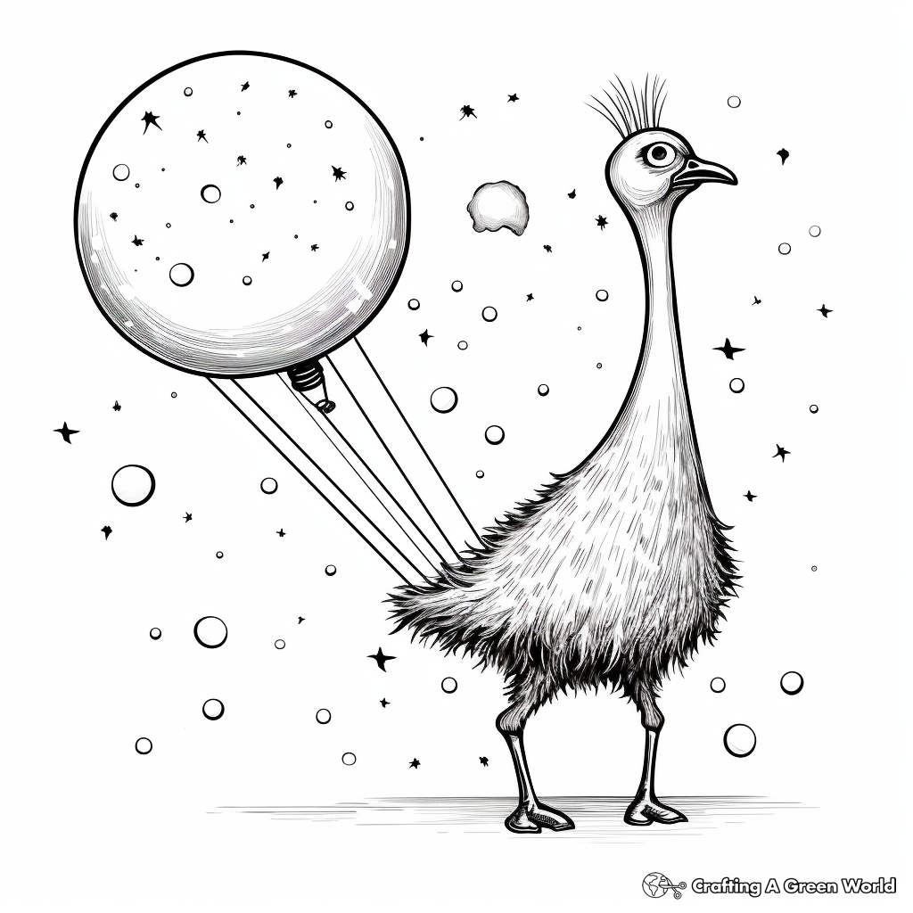 Fantastical Ostrich in Rocket Coloring Pages 2