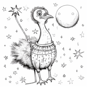 Fantastical Ostrich in Rocket Coloring Pages 3
