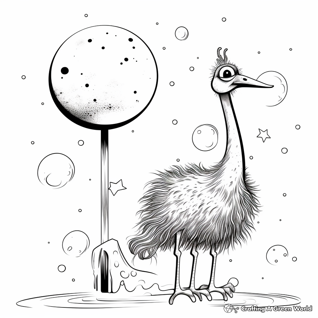 Fantastical Ostrich in Rocket Coloring Pages 4