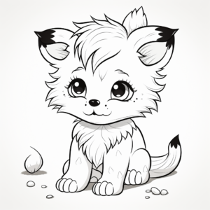 Fantasy Anime Wolf Pup Coloring Pages 2