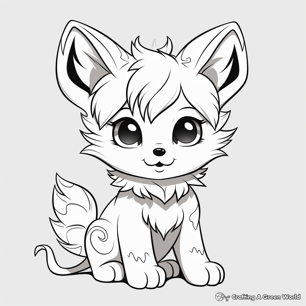 Fantasy Anime Wolf Pup Coloring Pages 4