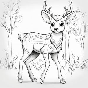 Fantasy-based Magical Deer Coloring Pages 1
