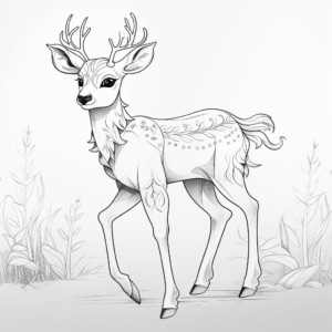 Fantasy-based Magical Deer Coloring Pages 2