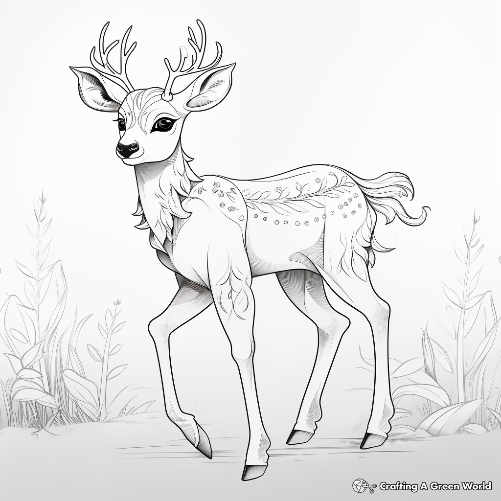 Fantasy-based Magical Deer Coloring Pages 2