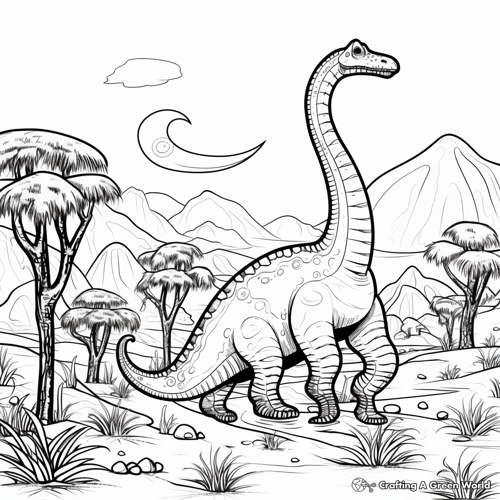 Fantasy Brontosaurus in Space Coloring Pages 4
