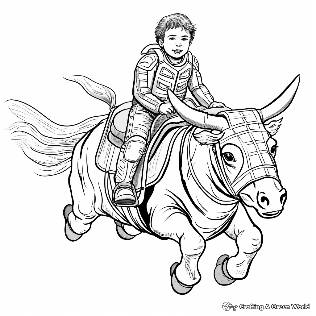 Fantasy Bull Riding Coloring Pages for Creative Minds 2