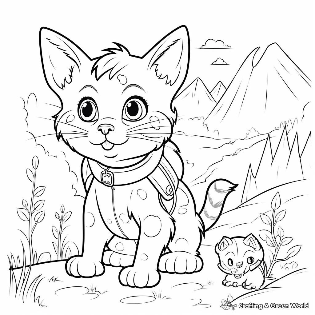 Fantasy Cat and Mouse Adventure Coloring Pages 1