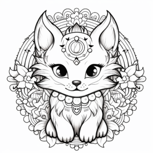 Fantasy Cat Unicorn Mandala Coloring Pages 1