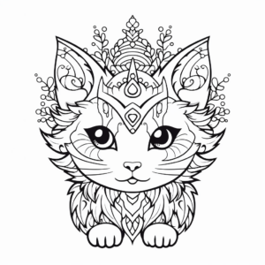 Fantasy Cat Unicorn Mandala Coloring Pages 3