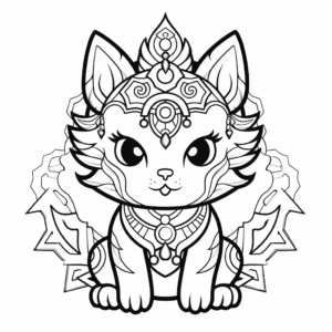 Fantasy Cat Unicorn Mandala Coloring Pages 4