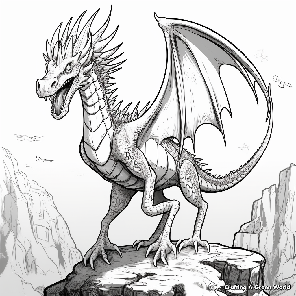 Fantasy Deinonychus: Dragon Hybrid Coloring Pages 1